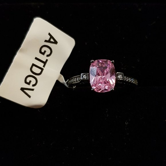 Stunning Black & Silver Ring with pink stone - Picture 4 of 5